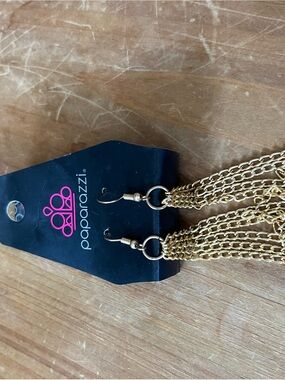 Paparazzi Gold Cascading Chain Tassel Earrings
